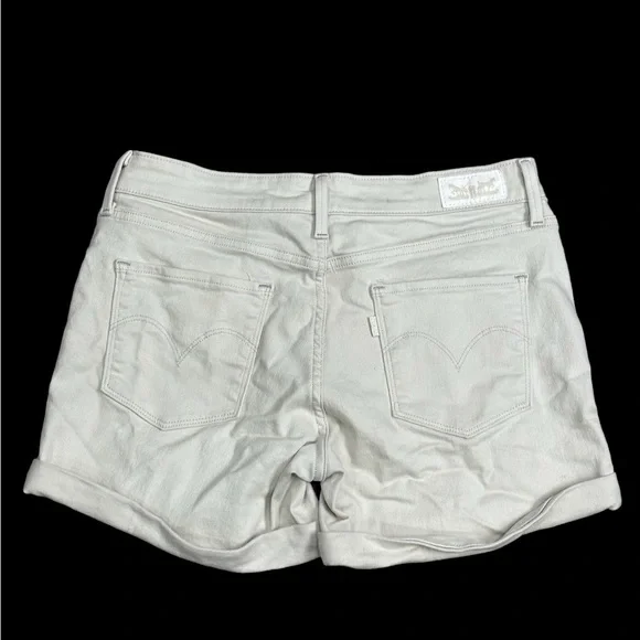 Women’s Levi’s 27 4 Small Denim Shorts Jeans Cream Rolled Hem Stretch 5 Pocket - Picture 4 of 10